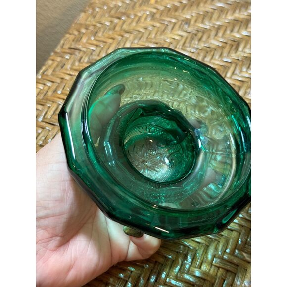 Vintage Tiara Indiana Glass Green Spruce Canister with Lid 7.5" Tall - Picture 4 of 8